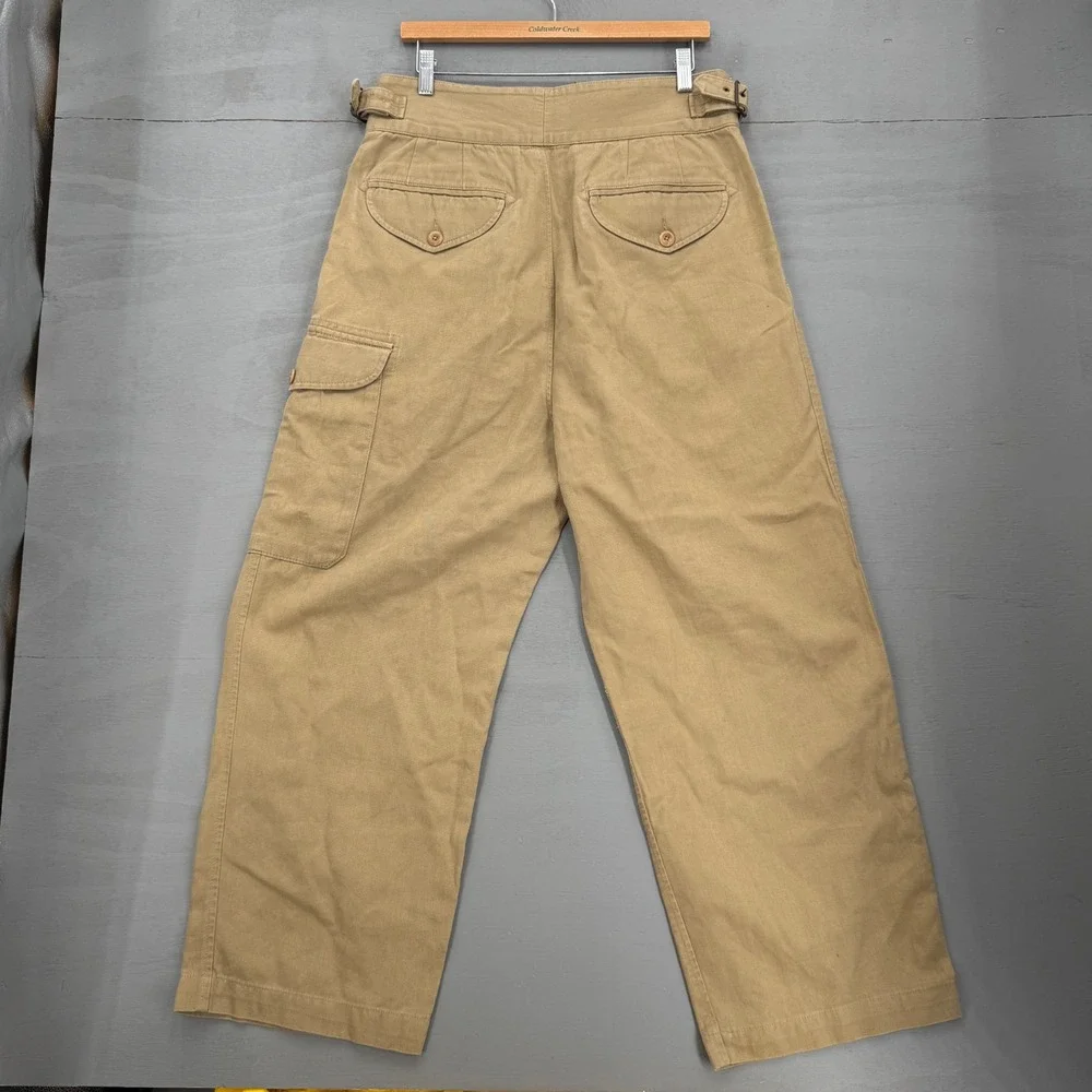 Banana Republic Explorer Cargo Pants Tan Pleated High Waist Linen Blend 10